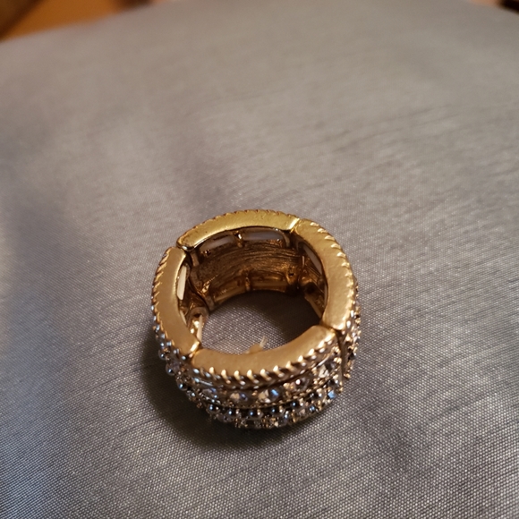 Two Tone Wide Band Crystal Ring - Picture 2 of 4